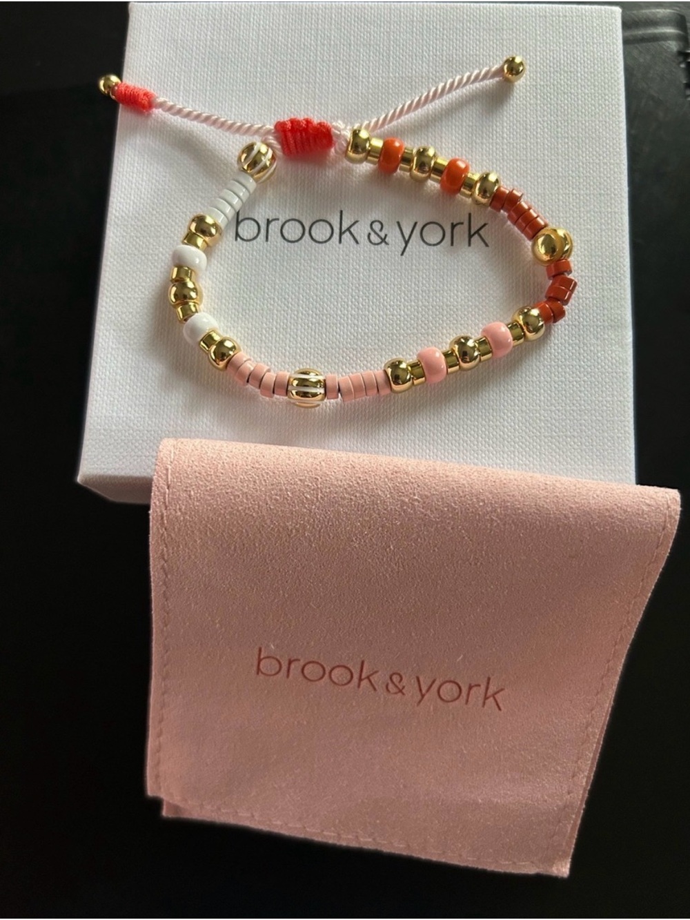 Brook & York Gold and Coral Beaded Bracelet